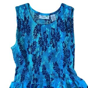 Jane Ashley Ocean Blue Textured Hawaiian Tank Maxi Dress Size L